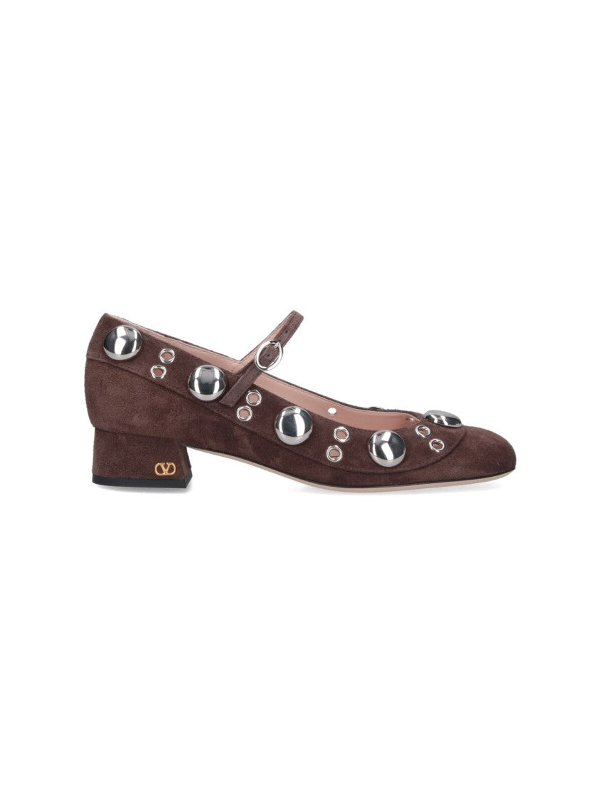 Valentino Garavani Mary-Jane Nellcôte Suede Shoes With Studded Detail