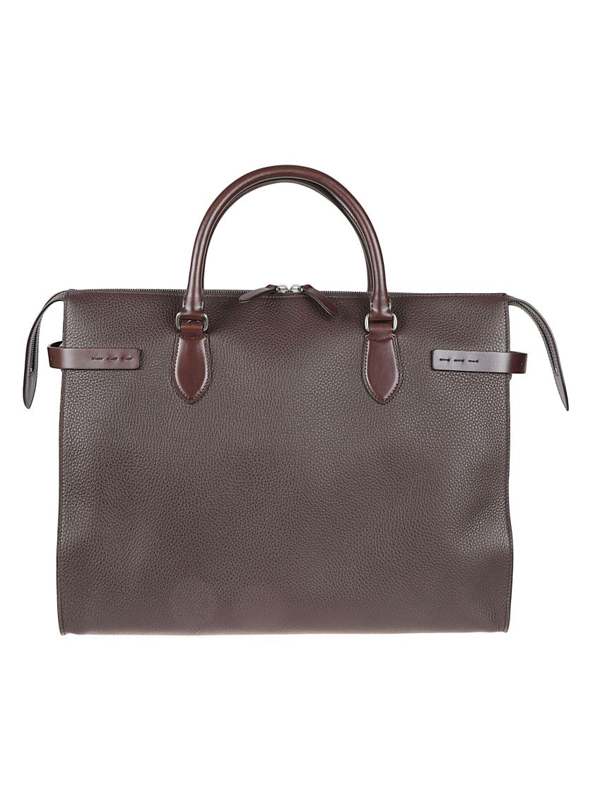 Valentino Garavani Rectangular Brown Leather Bag With Pebbled Texture