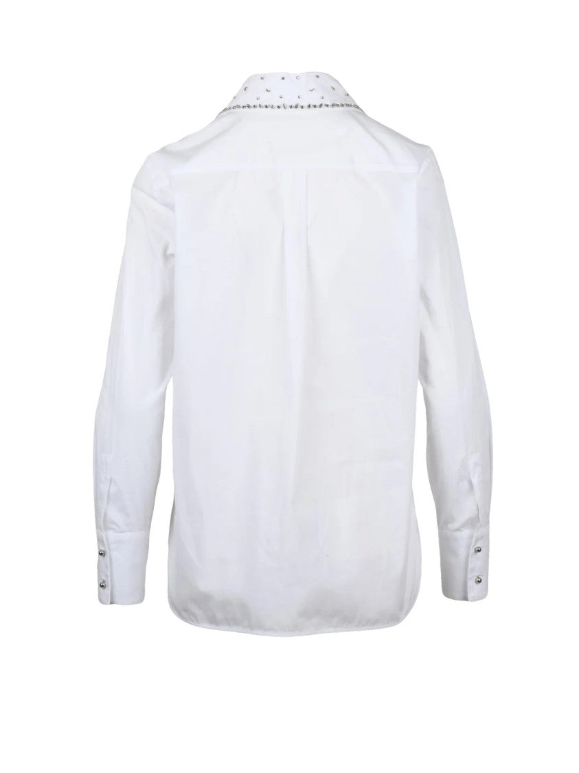 Max Mara Button-Down Cotton Shirt With Rhinestone-Accent Collar