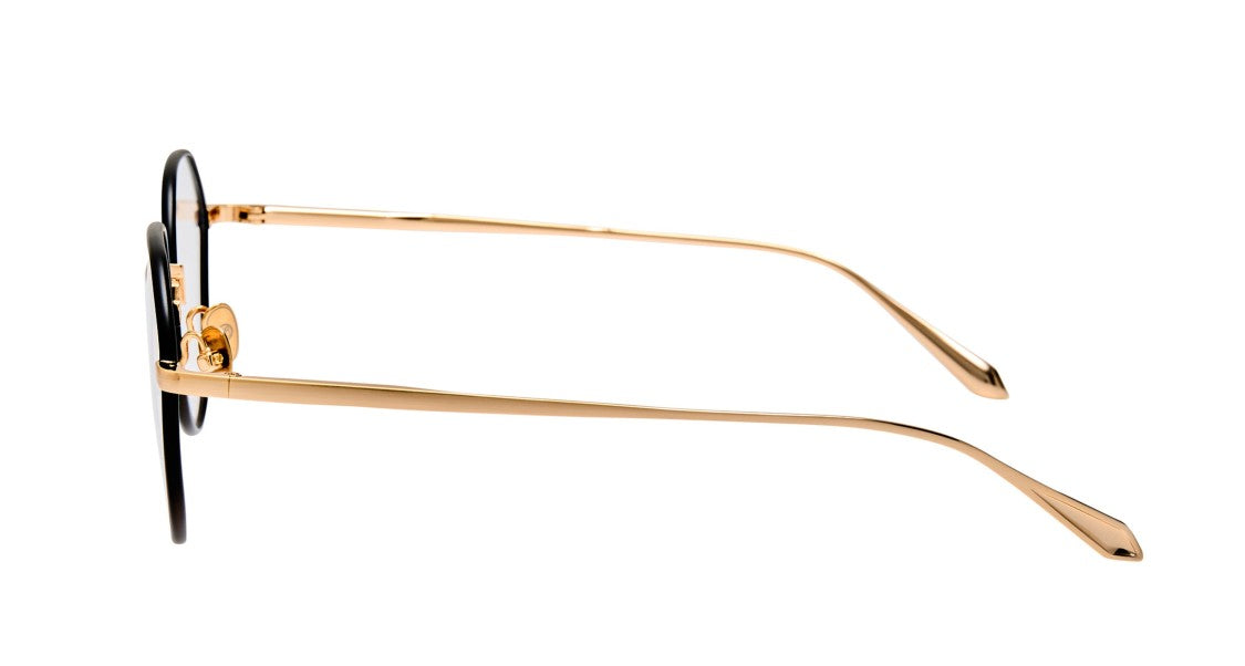 Linda Farrow Lfl Round Frame Eyeglasses With Gold-Tone Titanium Temples