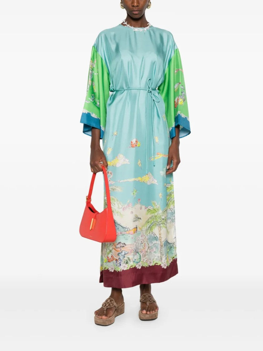 Alemais Daria Graphic-Print Silk Midi Dress