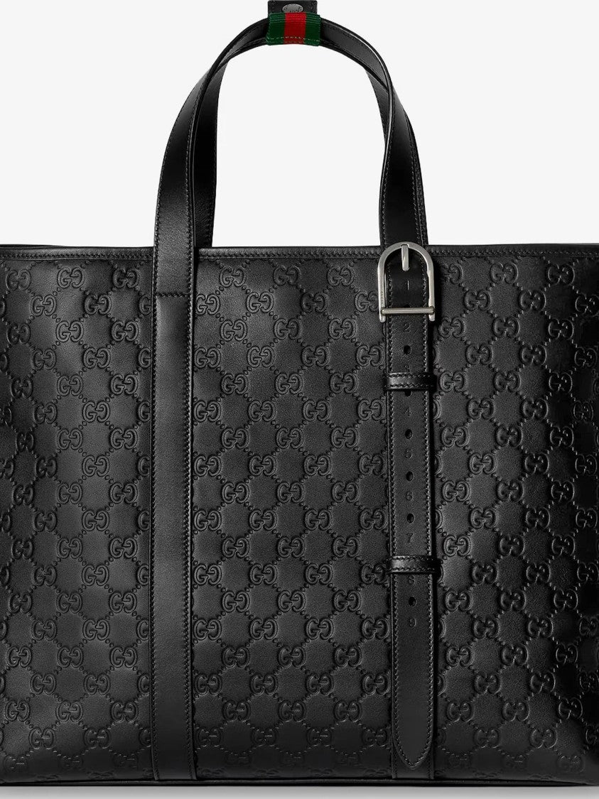 Gucci Black Arabella Embossed Pattern Tote Bag