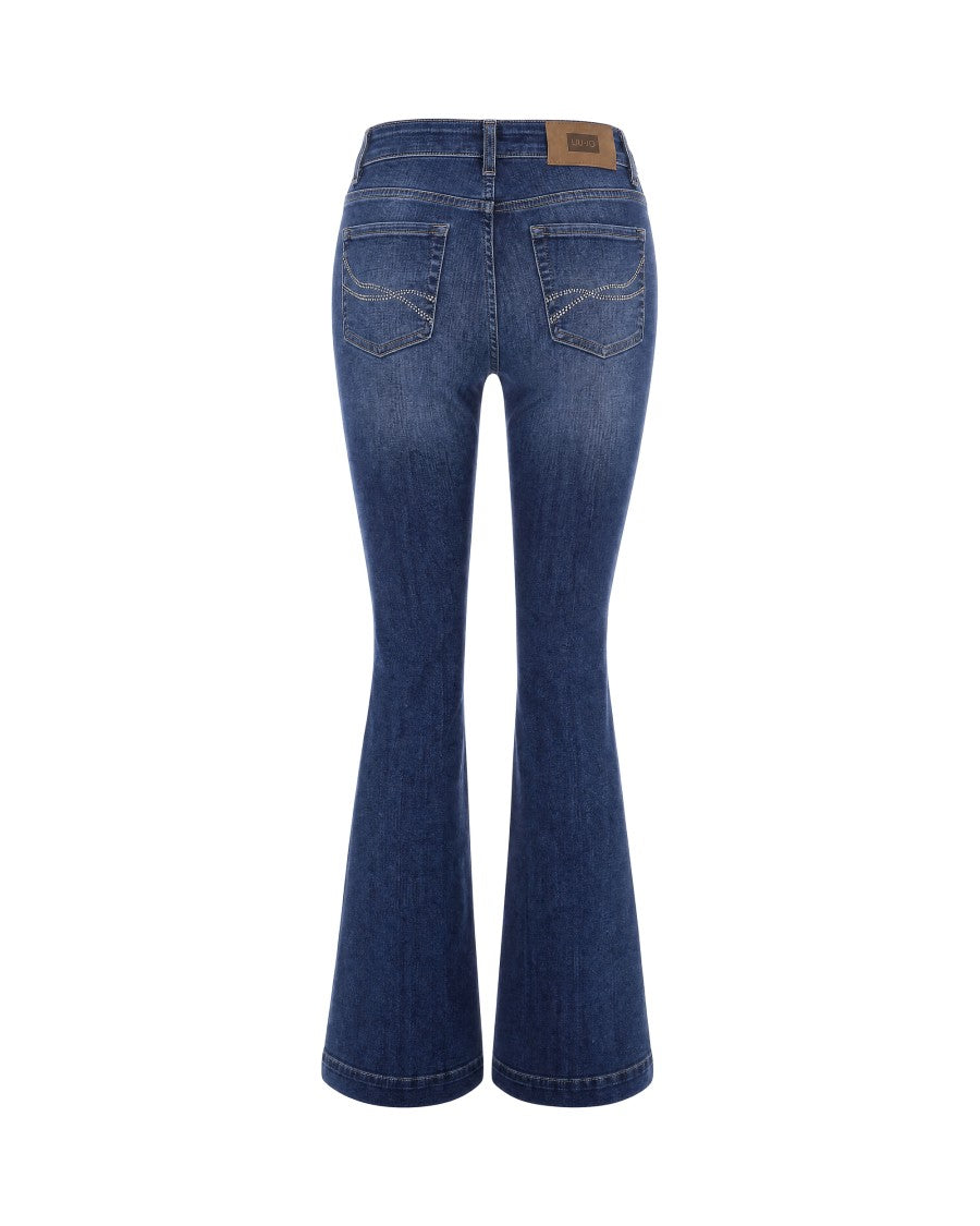 Liu Jo Mid-Rise Bootcut Jeans With Five Pockets And Subtle Fading