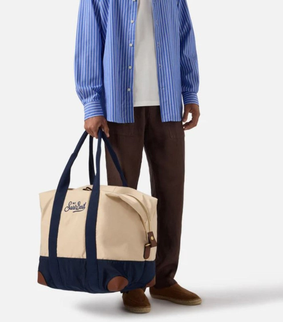 Mc2 Saint Barth Two-Tone Tote Bag With Zip Closure