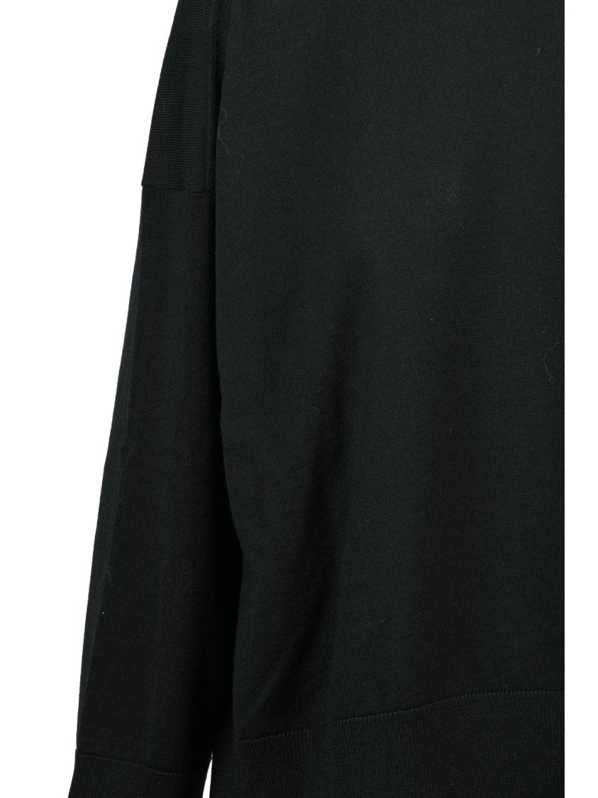 Bottega Veneta High-Neck Black Wool Sweater With Ribbed Detailing