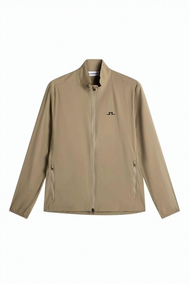 J Lindeberg Lightweight Beige Jacket With Stand Collar And Zippered Pockets