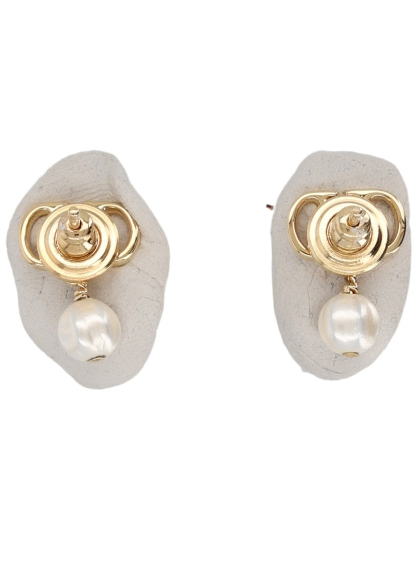 Valentino Garavani Vlogo Signature Gold-Tone Pearl Brass Earrings