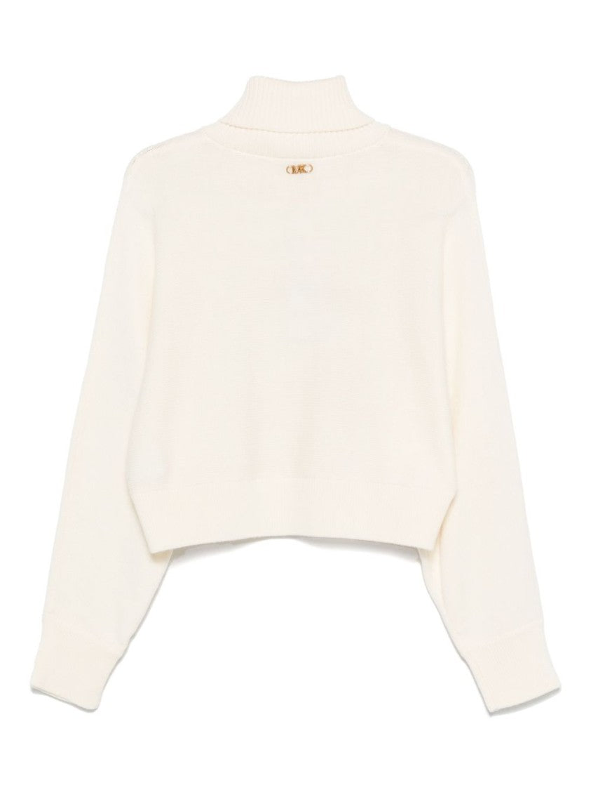 Michael Kors Cropped Beige Sweater With High Turtleneck