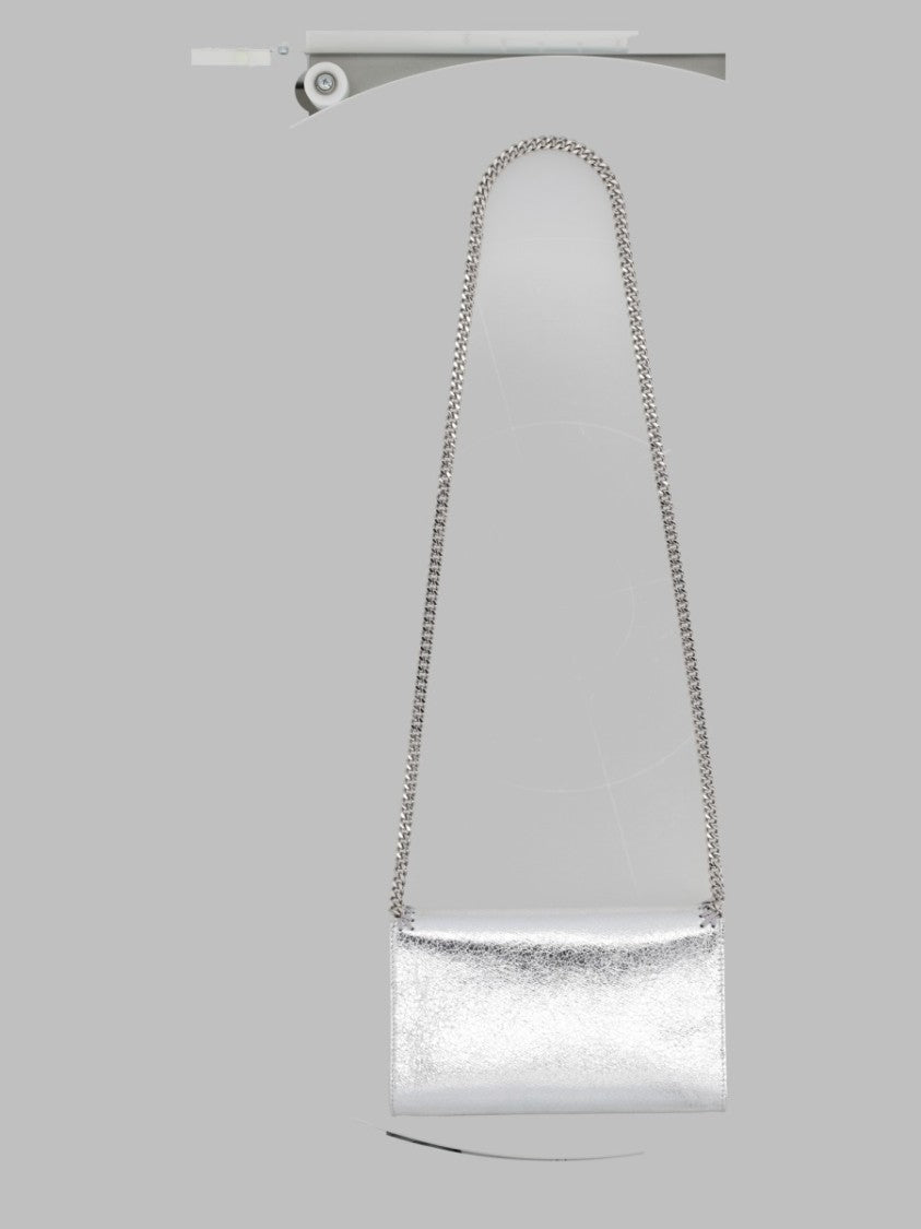 Stella Mccartney Mini Shoulder Bag With Metallic Finish And Chain Detail