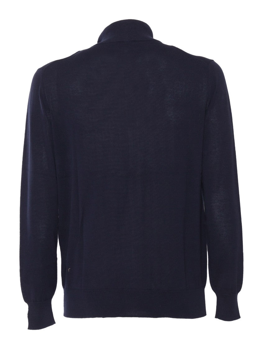 Ballantyne Black Zipped Cardigan With High Collar