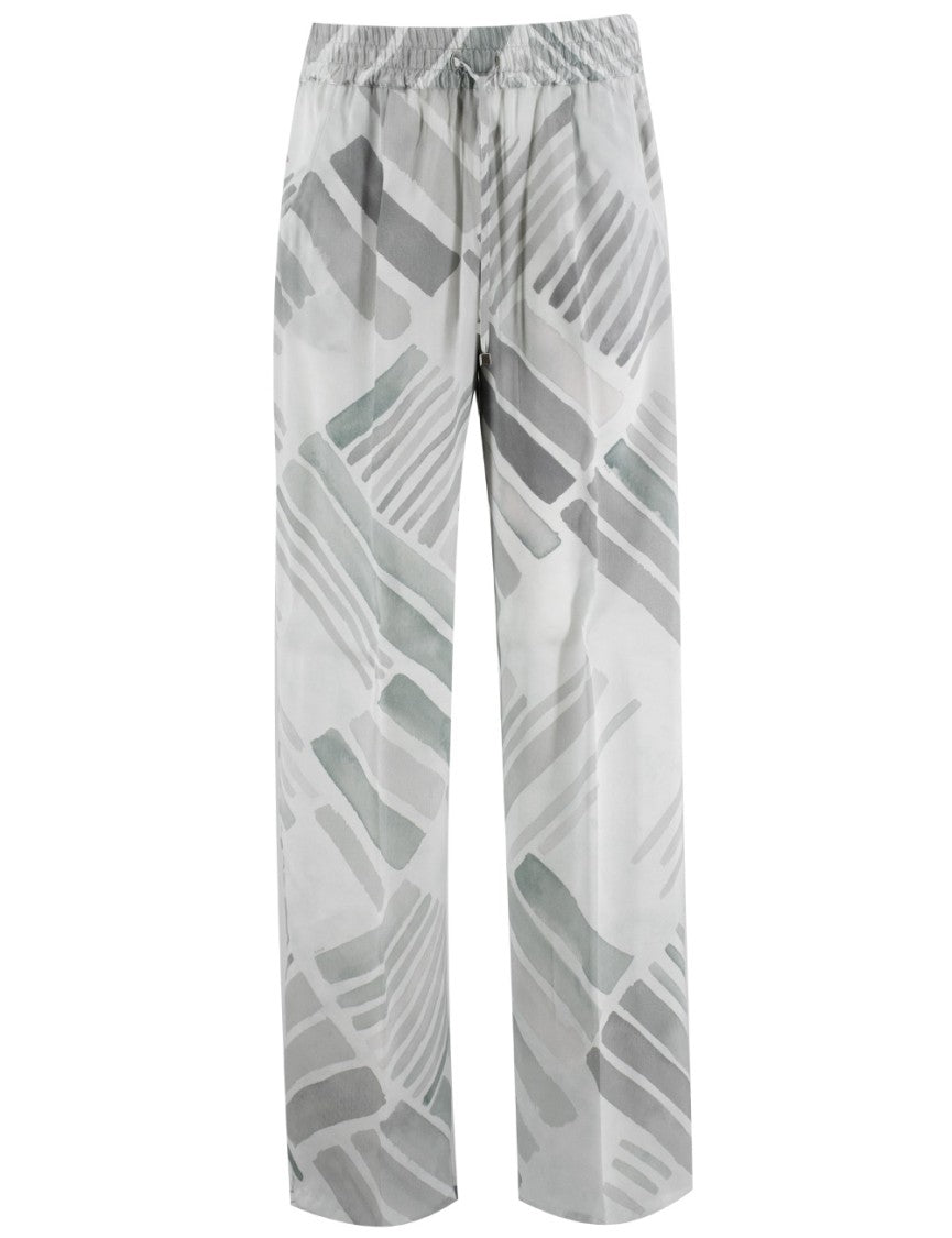 Kiton Tailored Silk Trousers With Elasticated Drawstring Waist