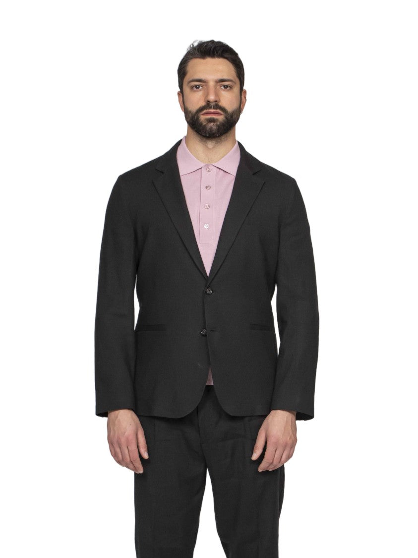 Paolo Pecora Black Notch Lapel Tailored Blazer