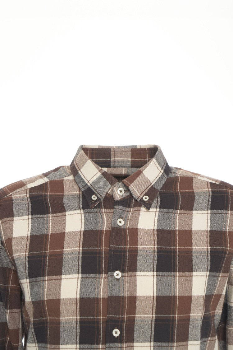Bastoncino Bastoncino Plaid Shirt With Button-Down Collar And Rounded Hem