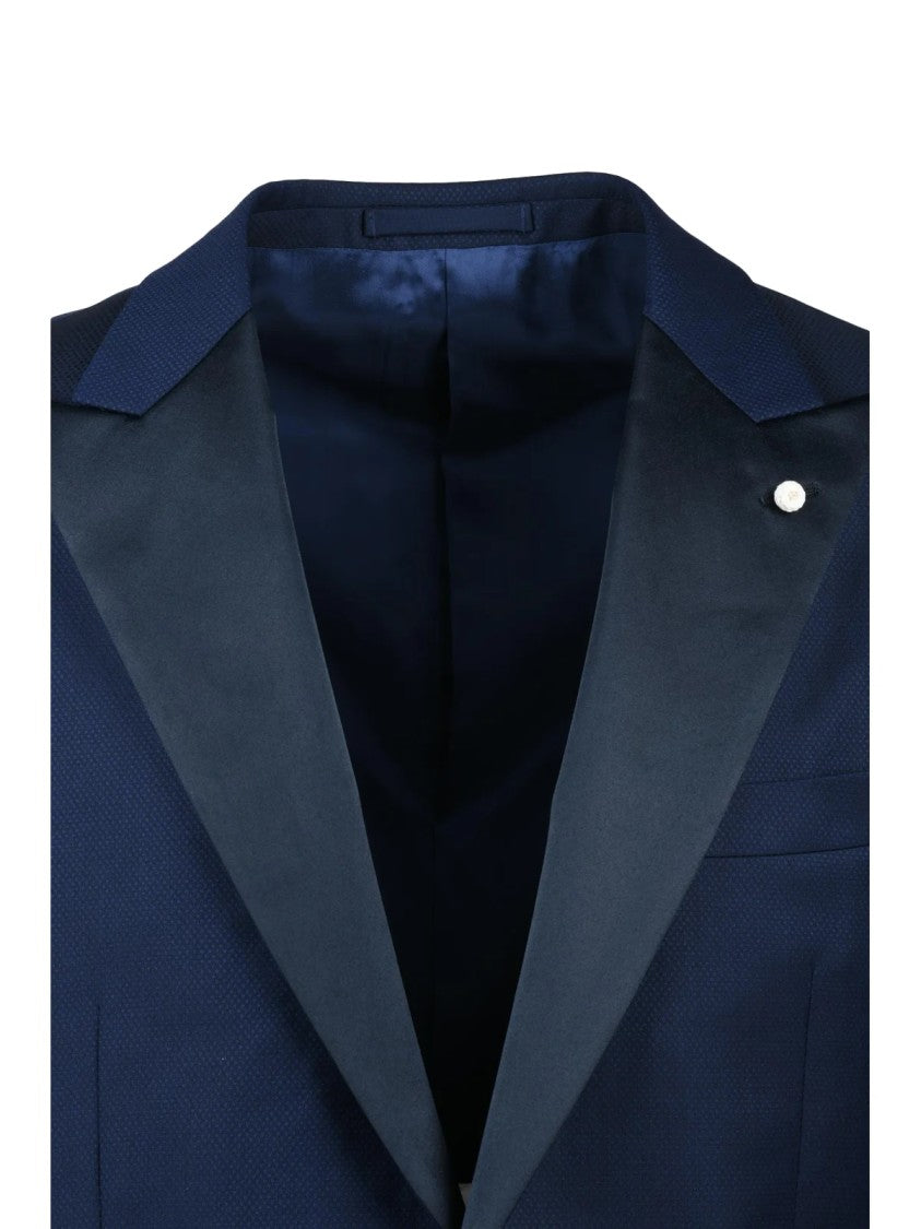 Luigi Bianchi Fitted Wool Jacket With Satin Lapel And Elegant Silhouette