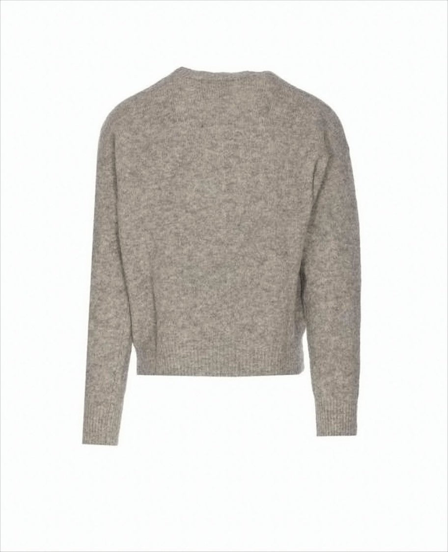 Ami Paris Heathered Knit Sweater With Classic Crew Neckline