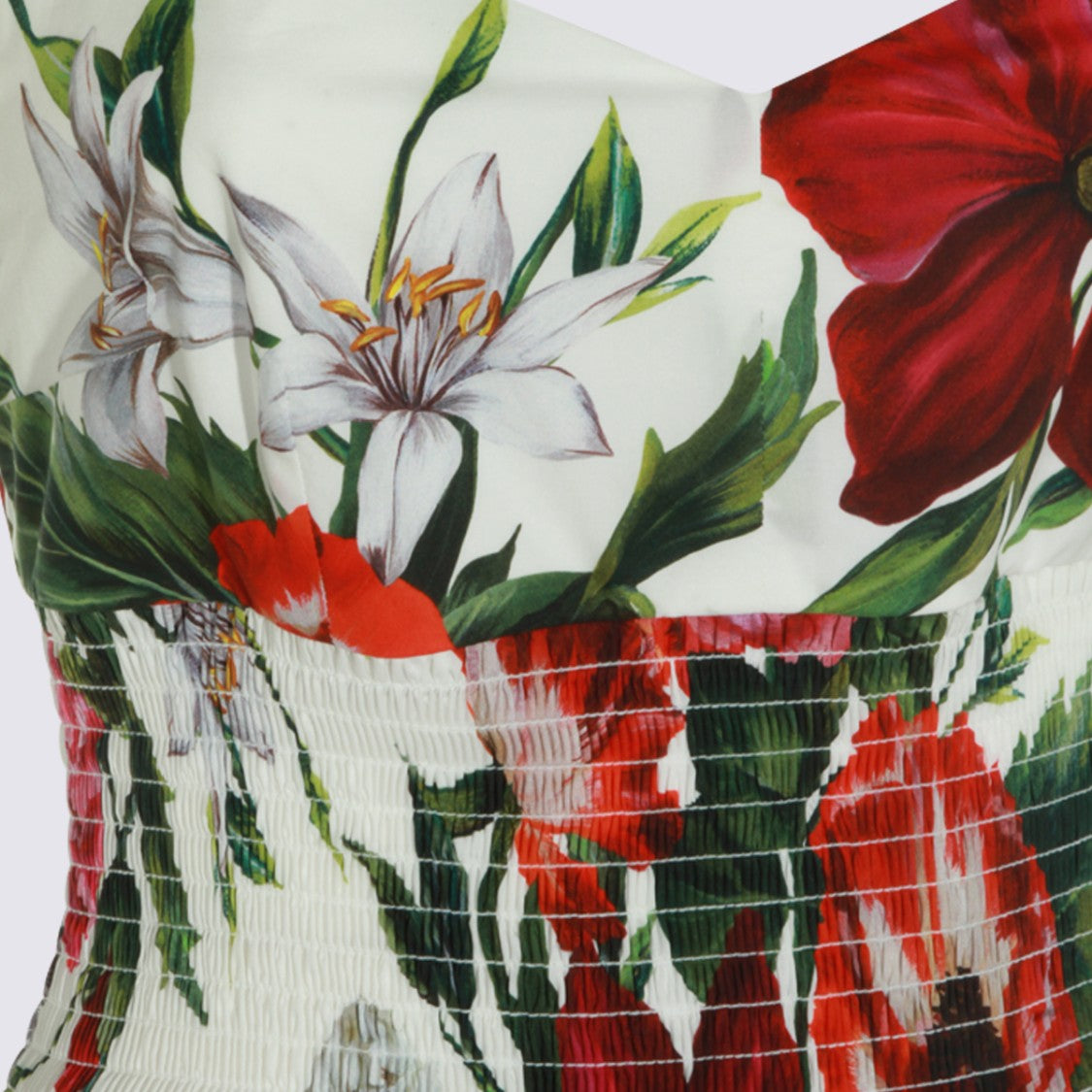 Dolce & Gabbana Floral Halter Neck Midi Dress With Smocked Waist