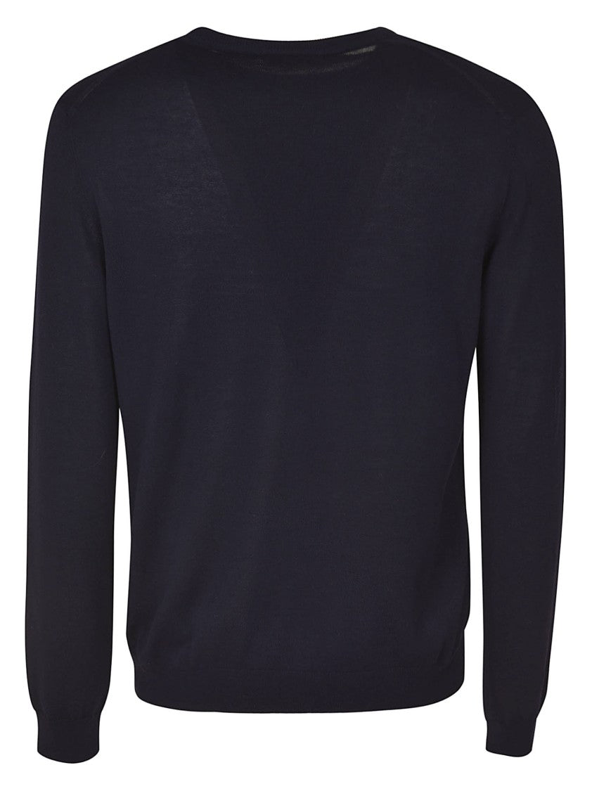 Zanone Crew Neck Cotton Sweater With Subtle V-Shaped Design