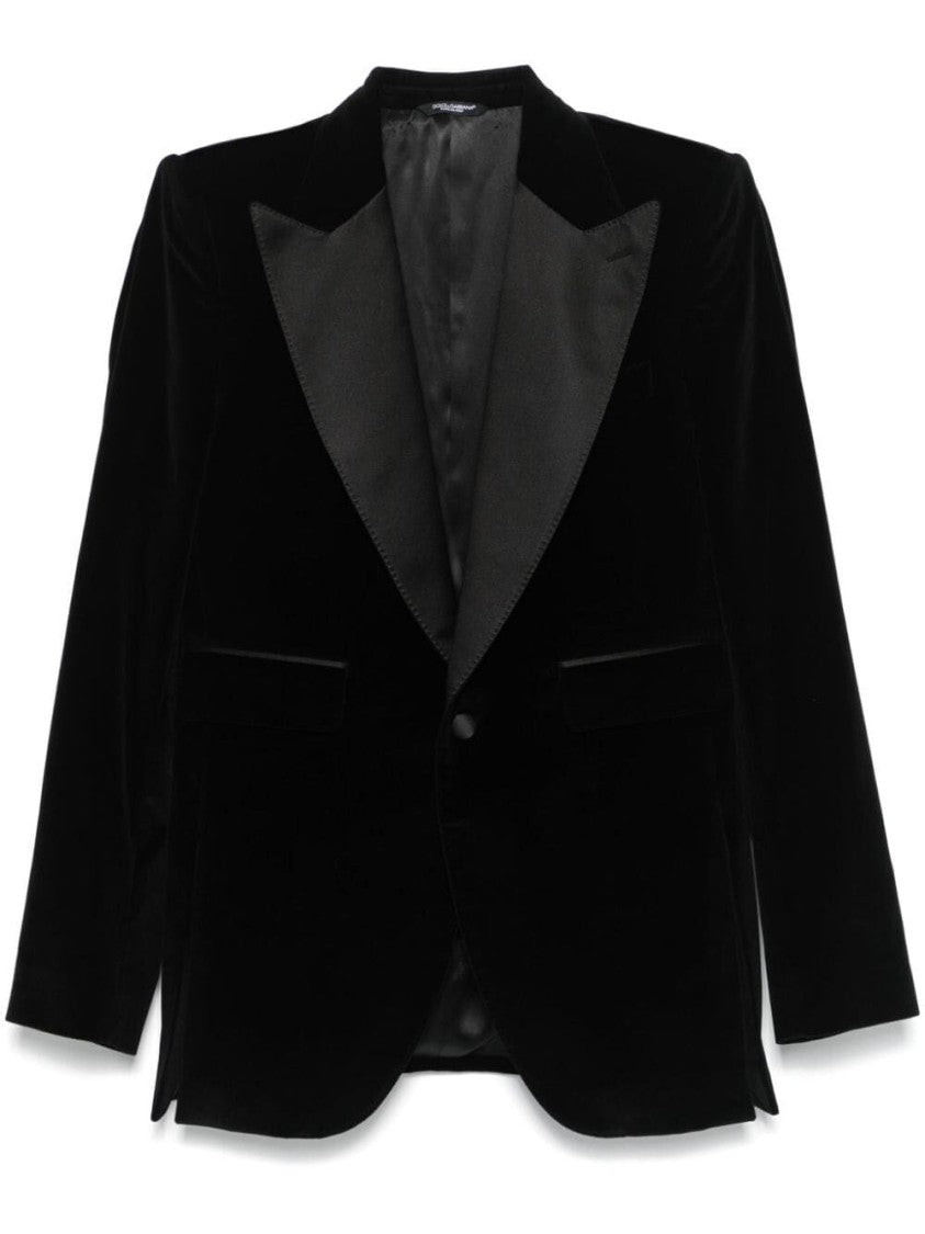 Dolce & Gabbana Tuxedo-Style Black Suede Blazer