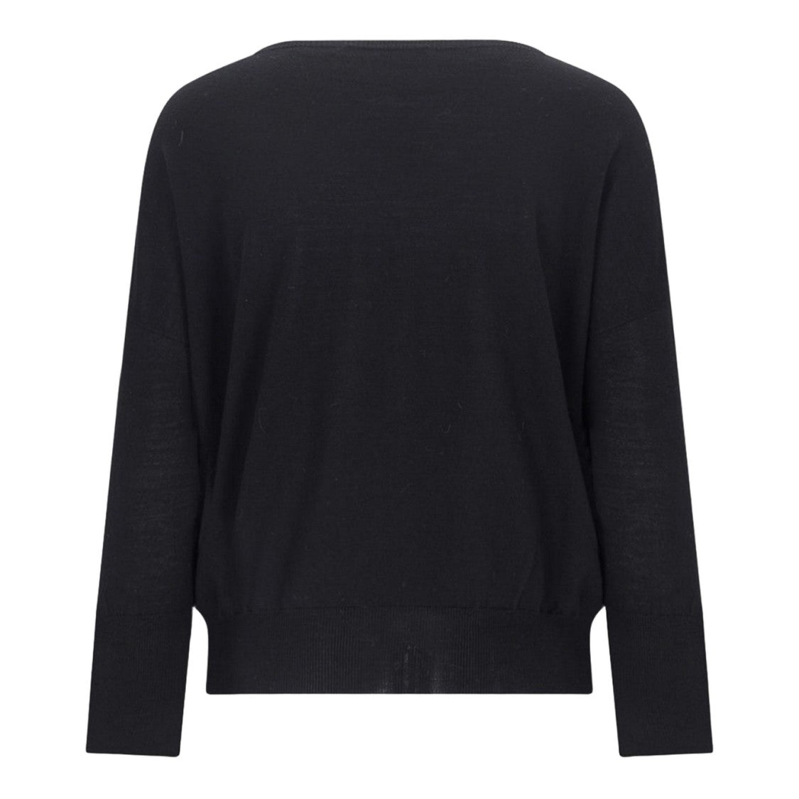 Zanone Relaxed Fit Black Sweater With Ribbed Details