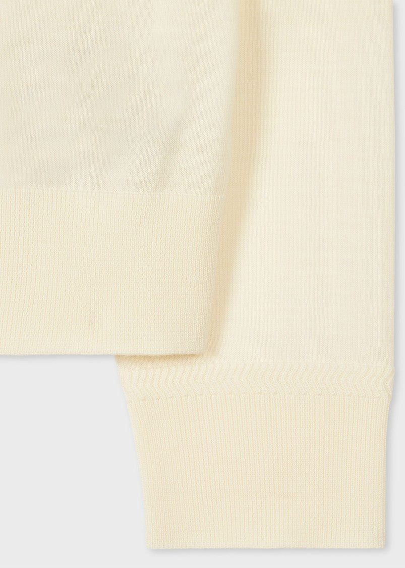 Paul Smith Cream V-Neck Cardigan With Signature Stripe Trim