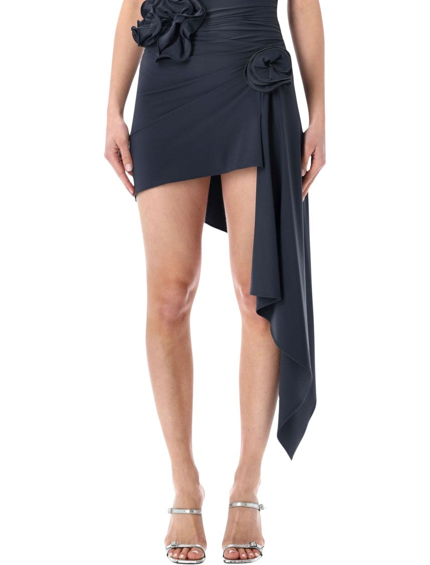Magda Butrym Asymmetric Draped Flower Swim Skirt