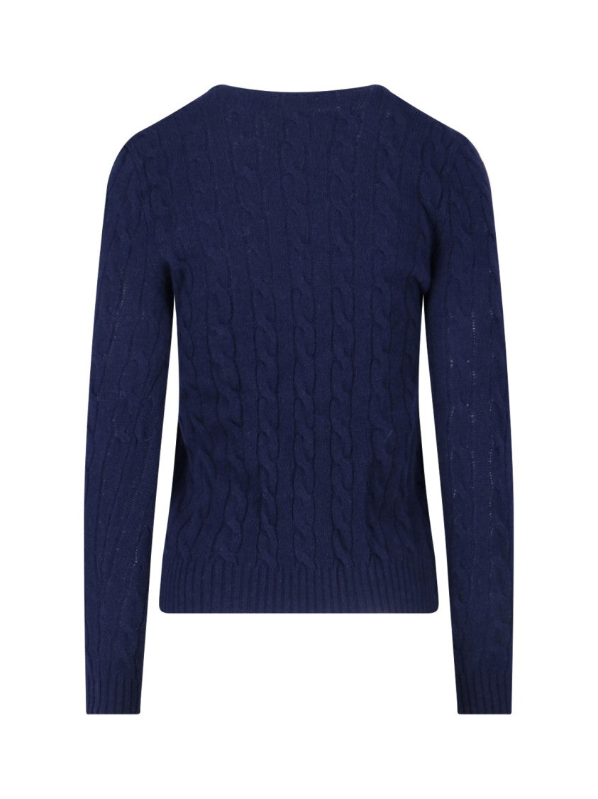 Polo Ralph Lauren Navy Blue Cable-Knit Sweater With Embroidered Logo