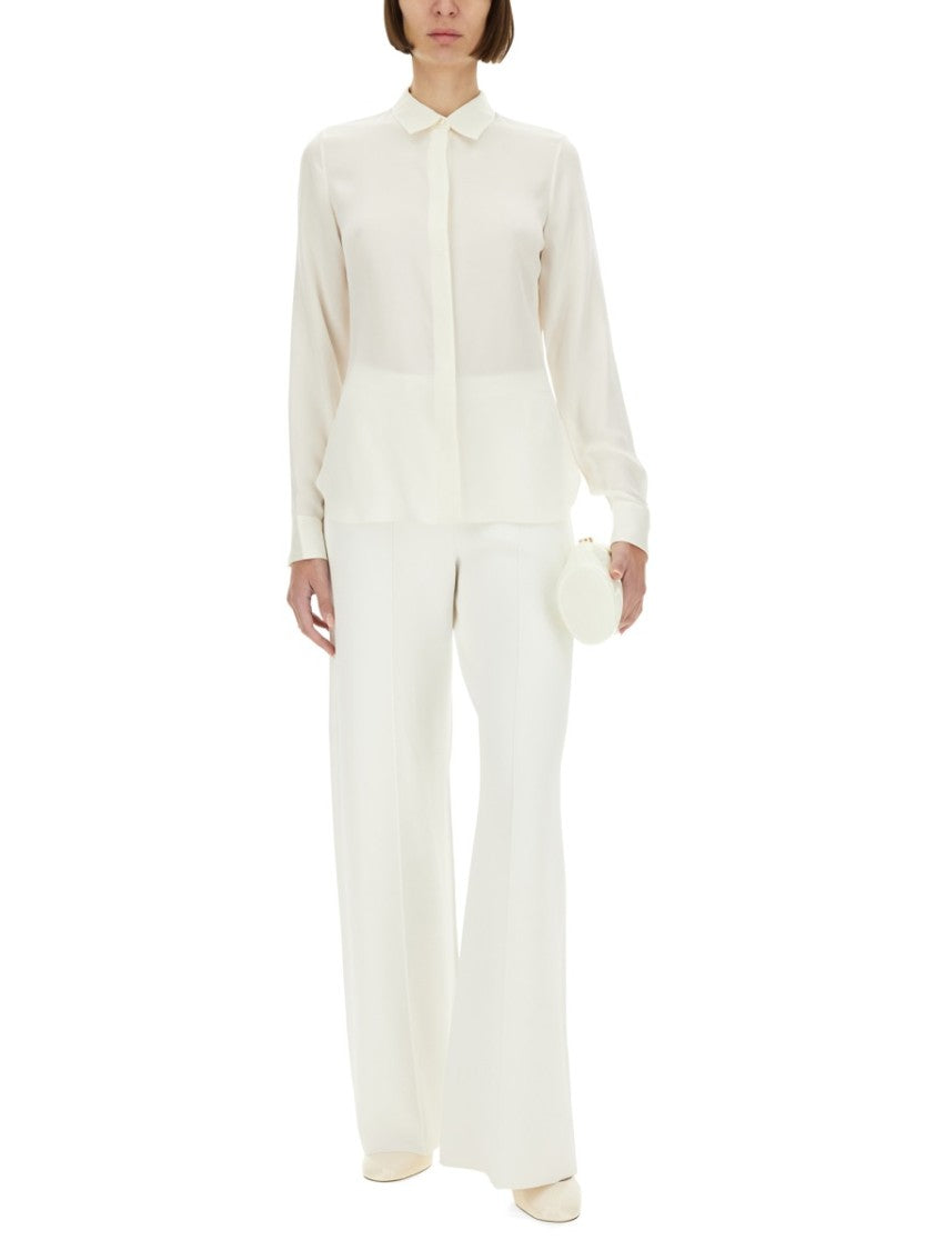 Theory Slim Fit White Silk Shirt