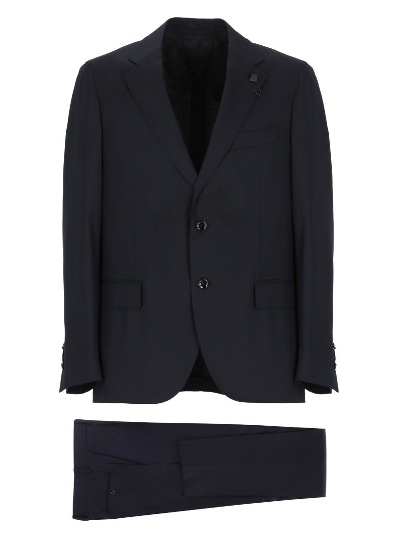 Lardini Tailored Black Wool Suit