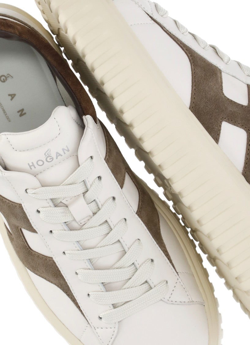 Hogan Ivory Leather Low-Top Sneakers