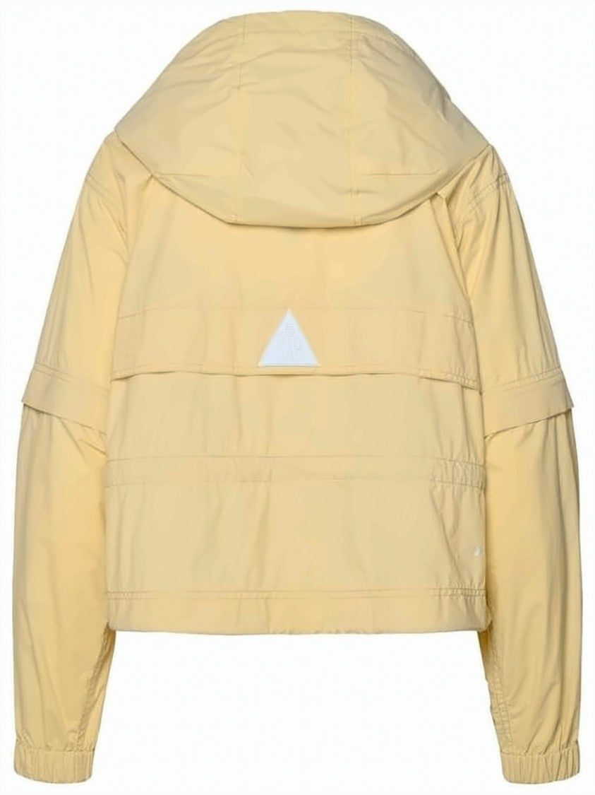 Moncler Cropped Polyamide Jacket With Hood And Multiple Pockets