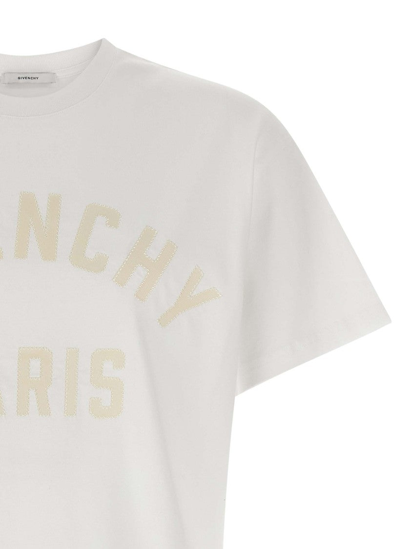 Givenchy Minimalist White Crewneck T-Shirt With Logo Patch