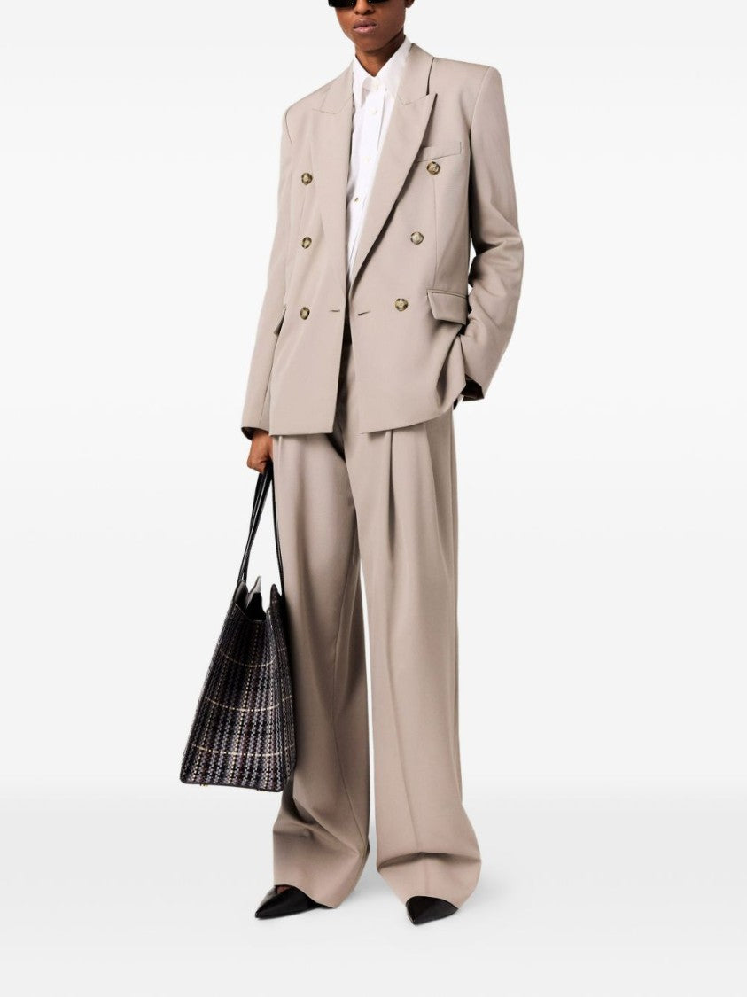 Stella Mccartney High-Waisted Wide-Leg Front Pleats Trousers