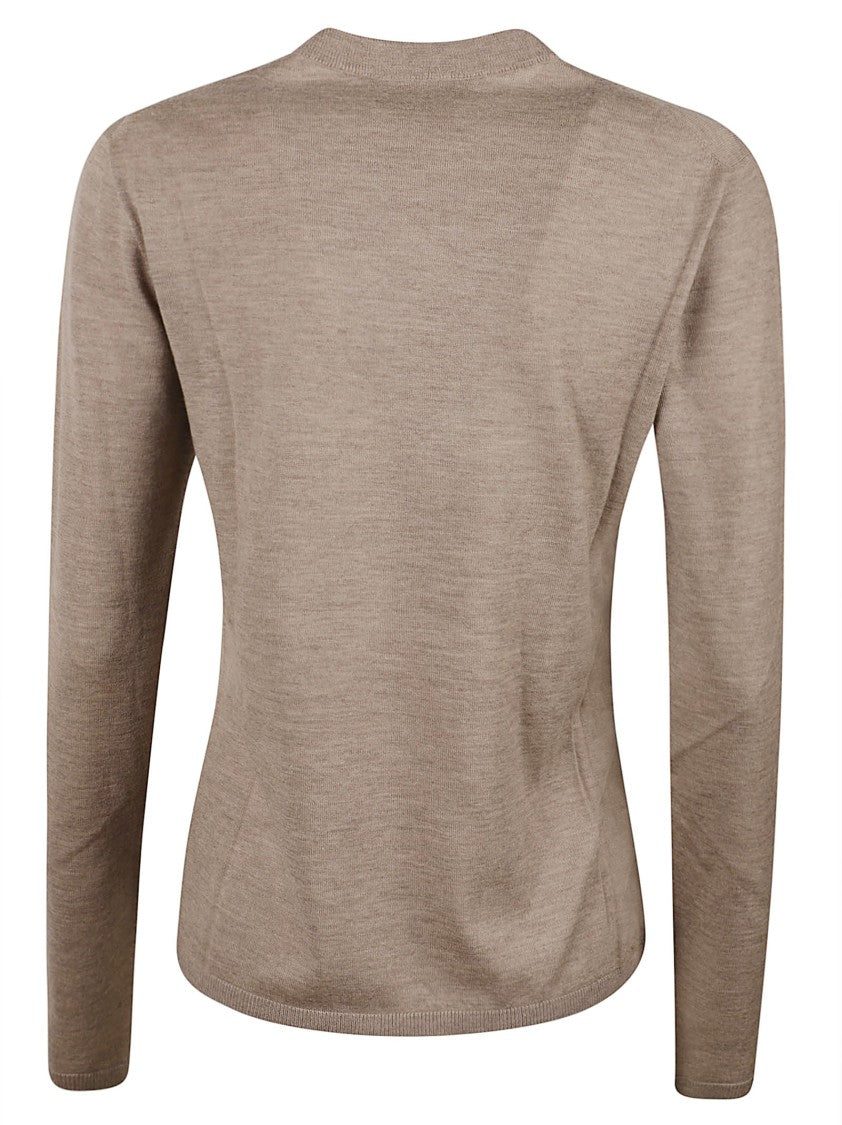 Max Mara Long-Sleeved Crew Neck Sweater With Fine Knit Texture