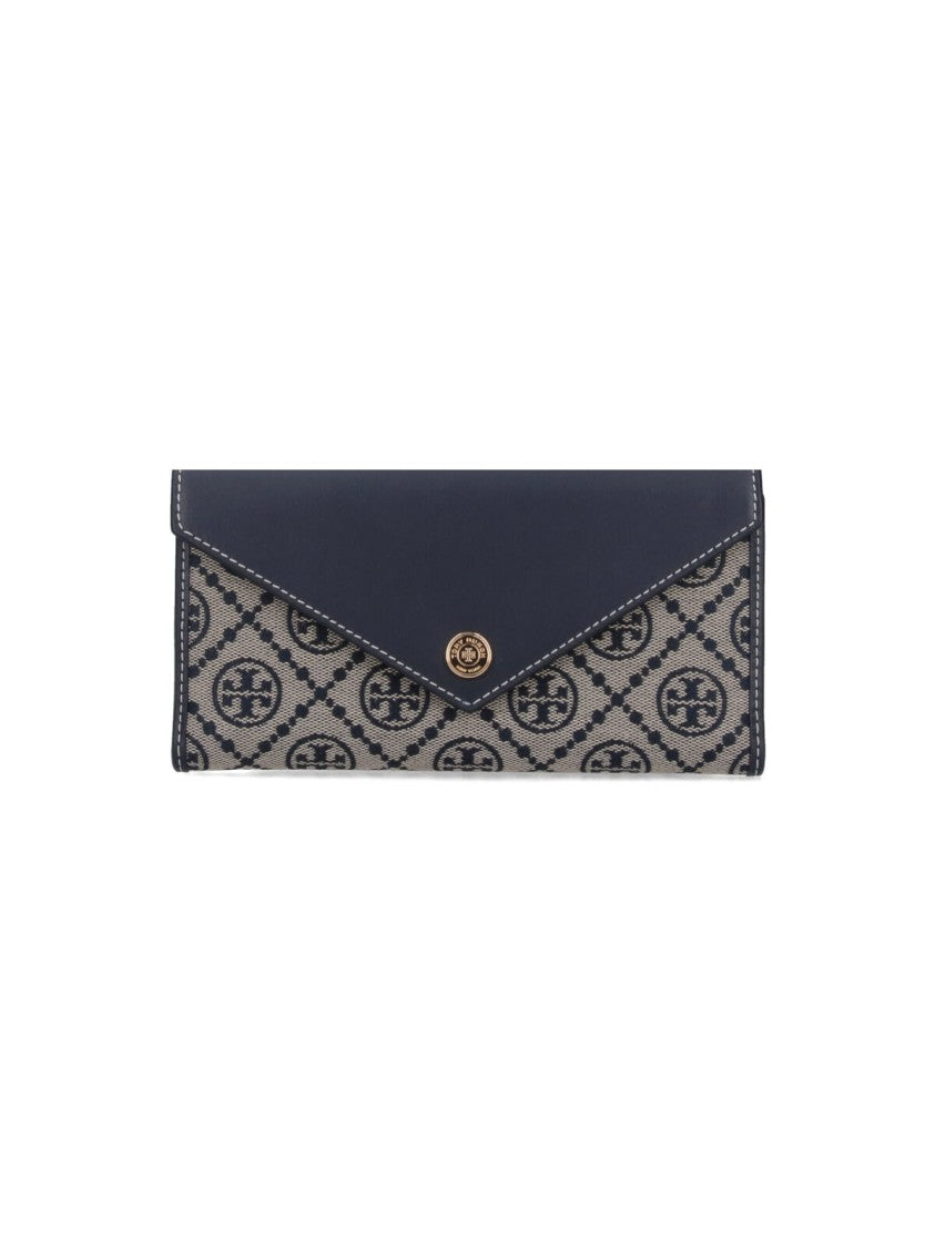 Tory Burch Beige T Monogram Jacquard Trifold Wallet