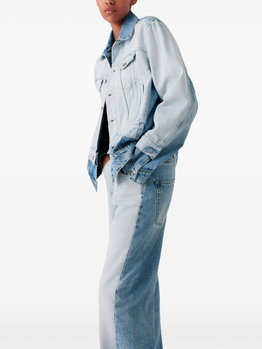 Stella Mccartney Two-Tone Straight Leg Jeans With Concealed Fly