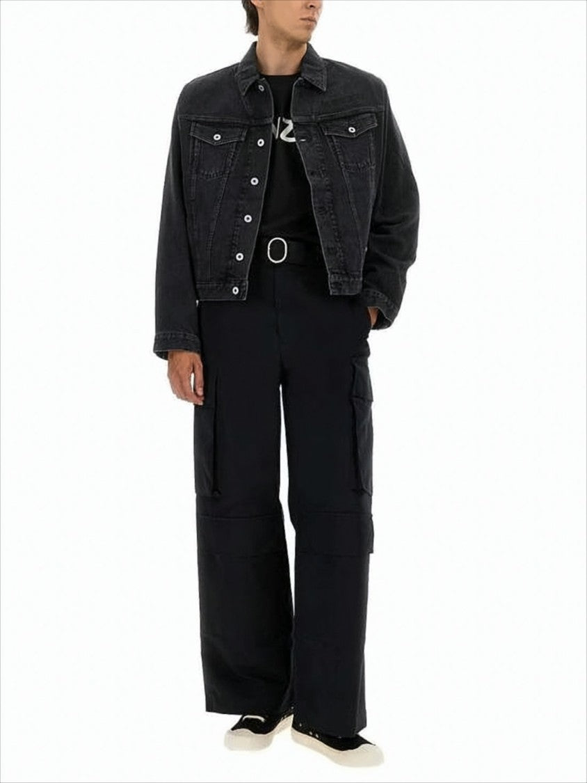 Kenzo Black Denim Jacket With Silver-Tone Hardware And Floral Embroidery