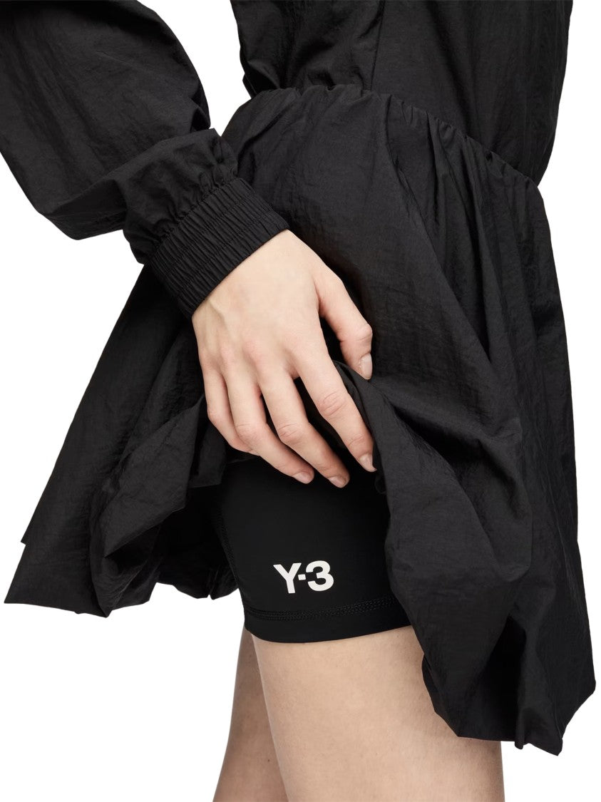 Y-3 Asymmetrical Layered Black Shorts With Contrasting Panel