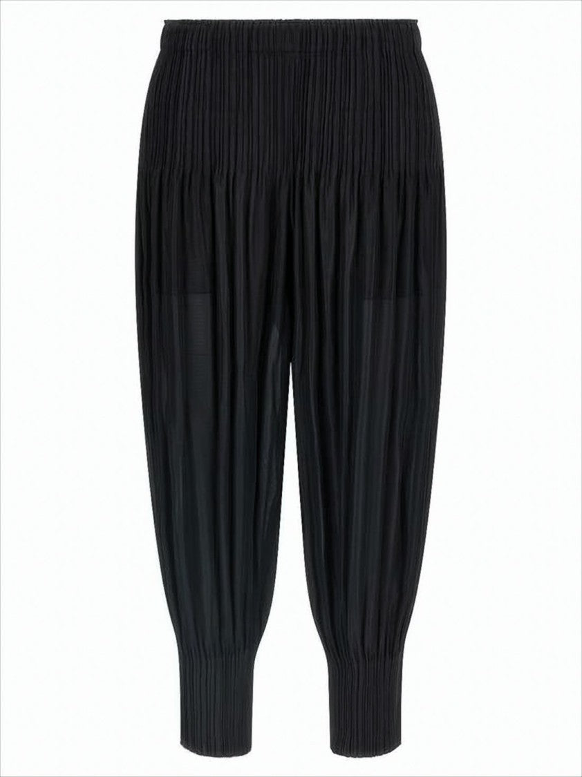 Pleats Please Pleated Design Cropped Pants With Elastic Waist