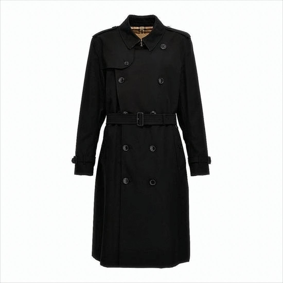Burberry Double-Breasted Black Cotton Trench Coat