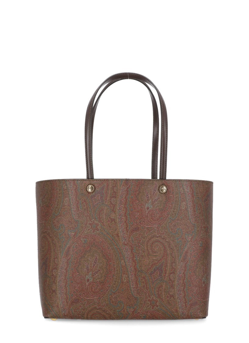 Etro Brown Cotton Shopping Bag With Pochette