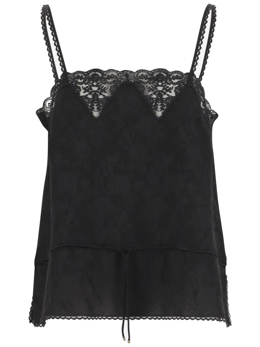 Chloé Silk Tank Top With Delicate Lace Detailing