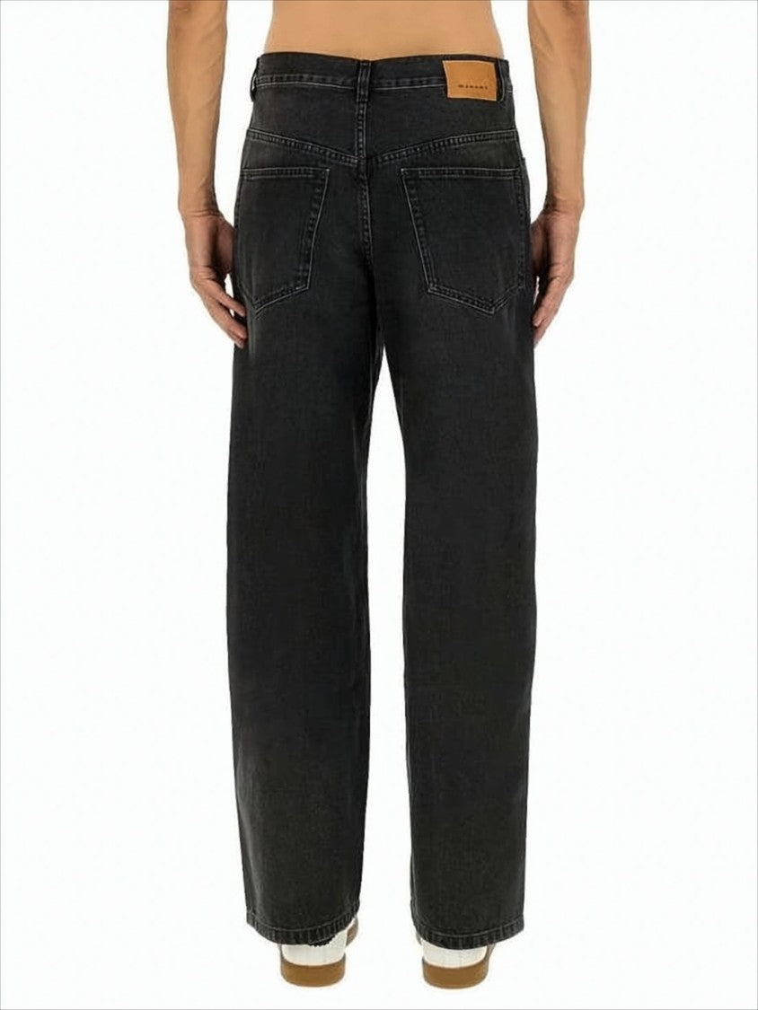 Isabel Marant Relaxed Fit Black Denim Pants With Five-Pocket Design