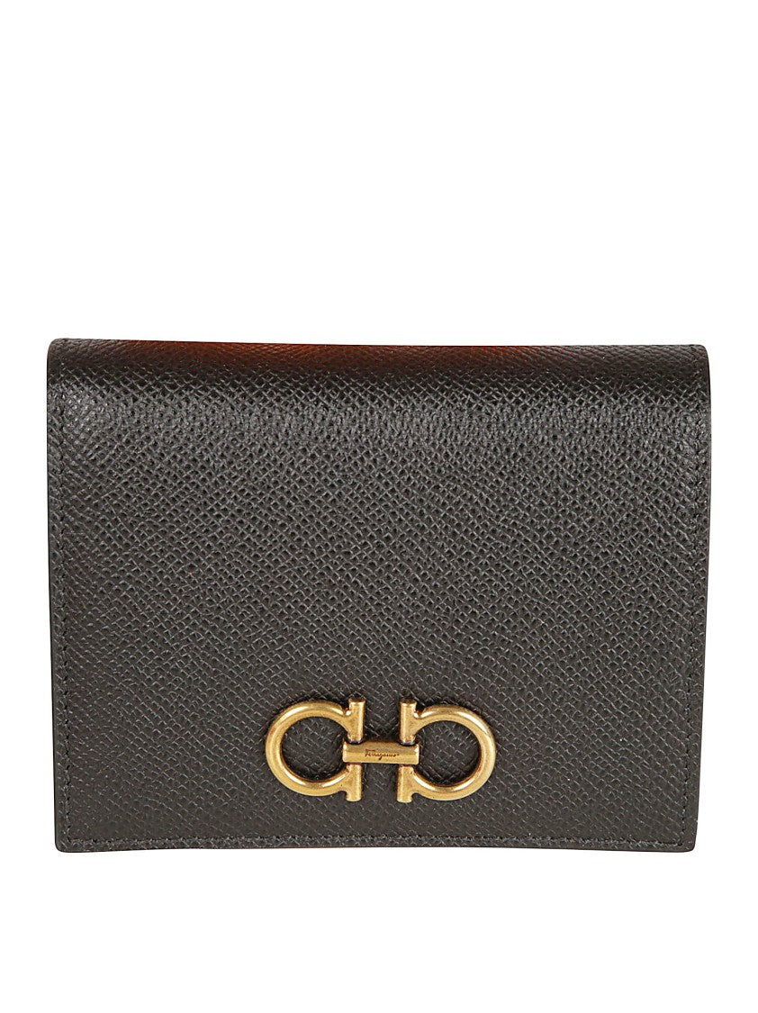 Ferragamo Hammered Calfskin Wallet With Gancini Buckle