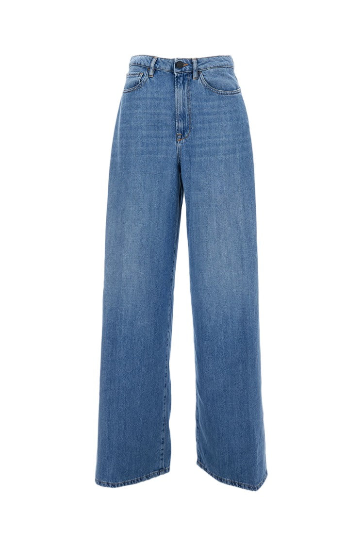 3X1 Sky Blue Cropped Wide-Leg Jeans