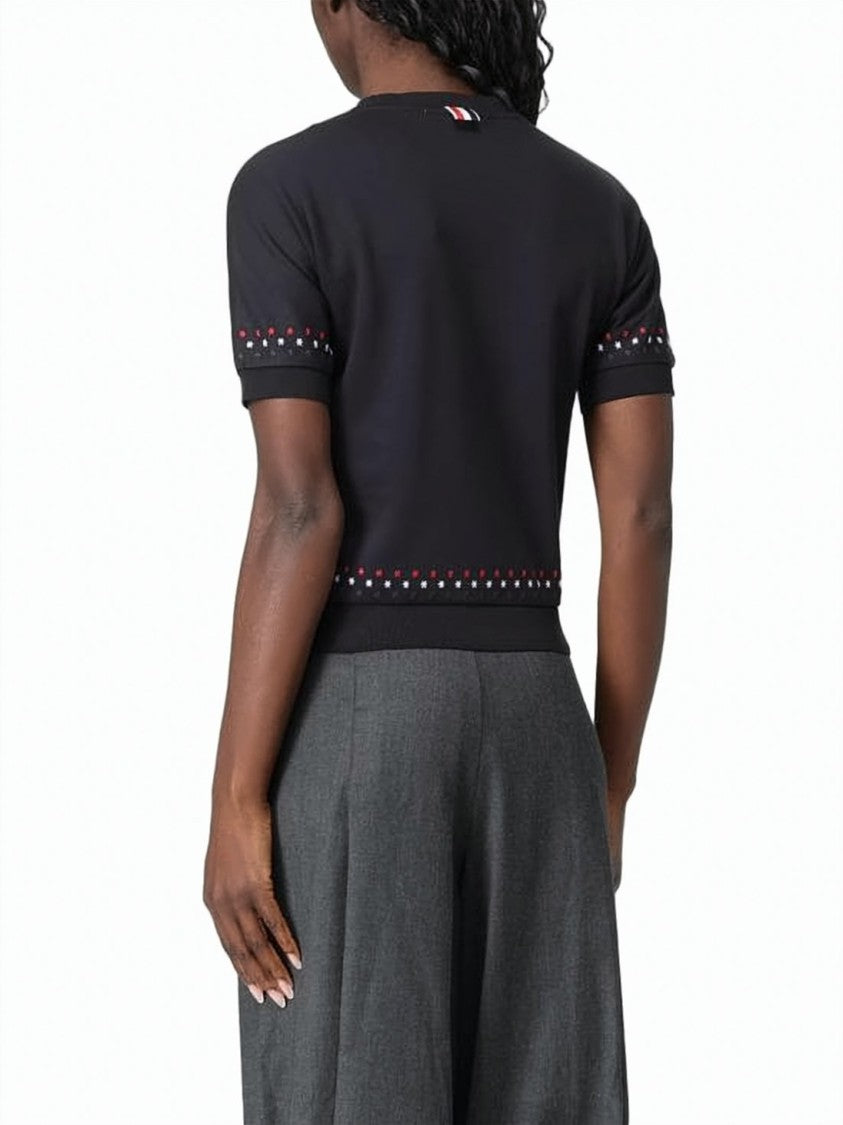 Thom Browne Short-Sleeved Fitted Top With Dotted Pattern