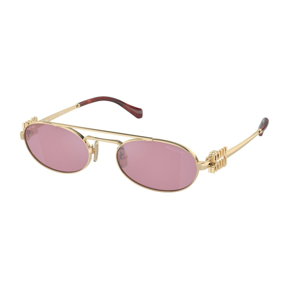 Miu Miu Gold 0Mu 54Zs Miu Miu Logo Metal Oval Sunglasses