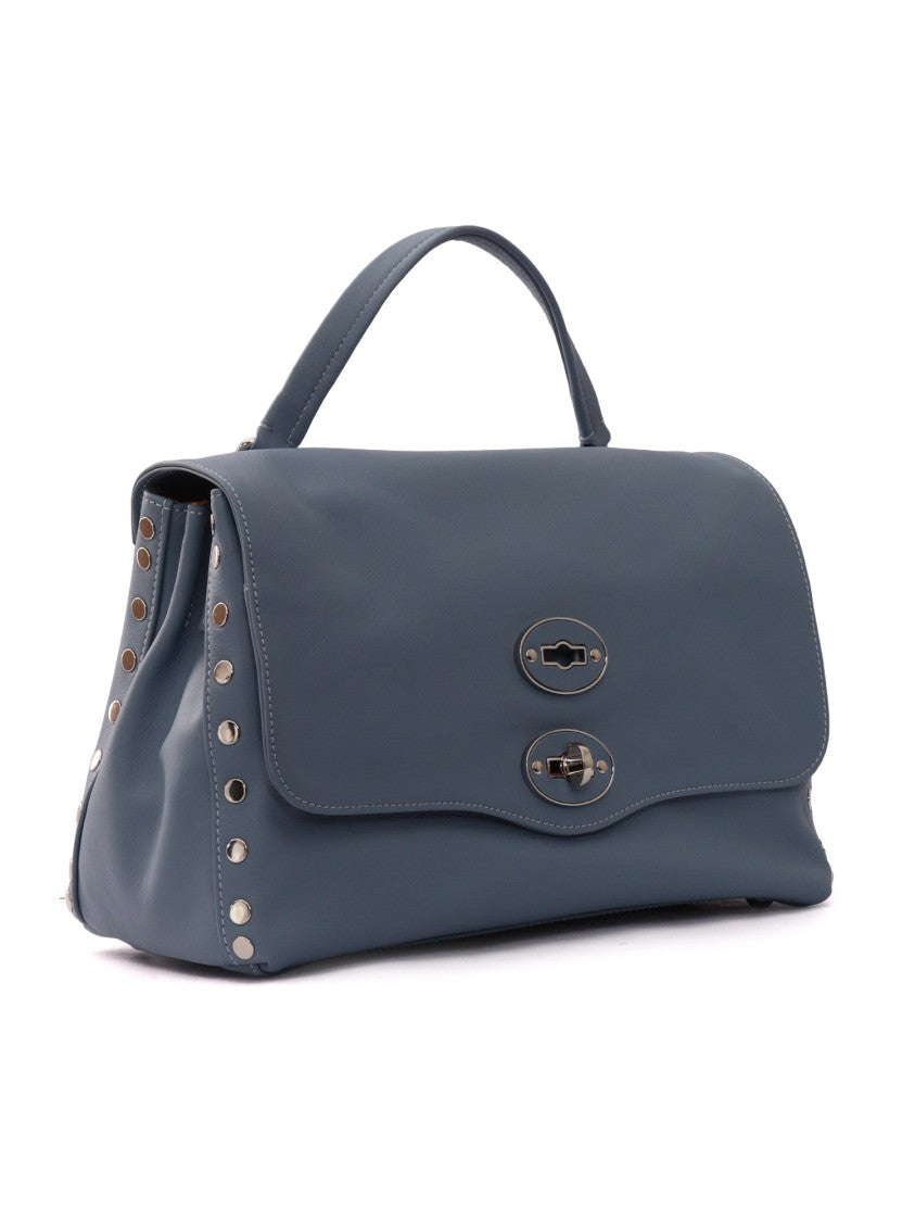 Zanellato Srl Blue Zelante Saeta Smooth Leather Handbag