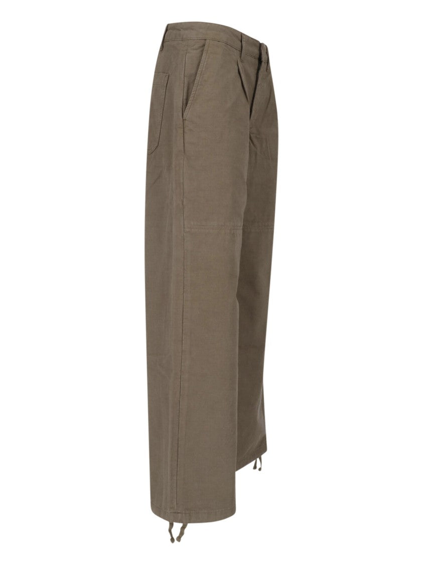 Jeanerica Green Nina Wide-Leg Cotton Pants
