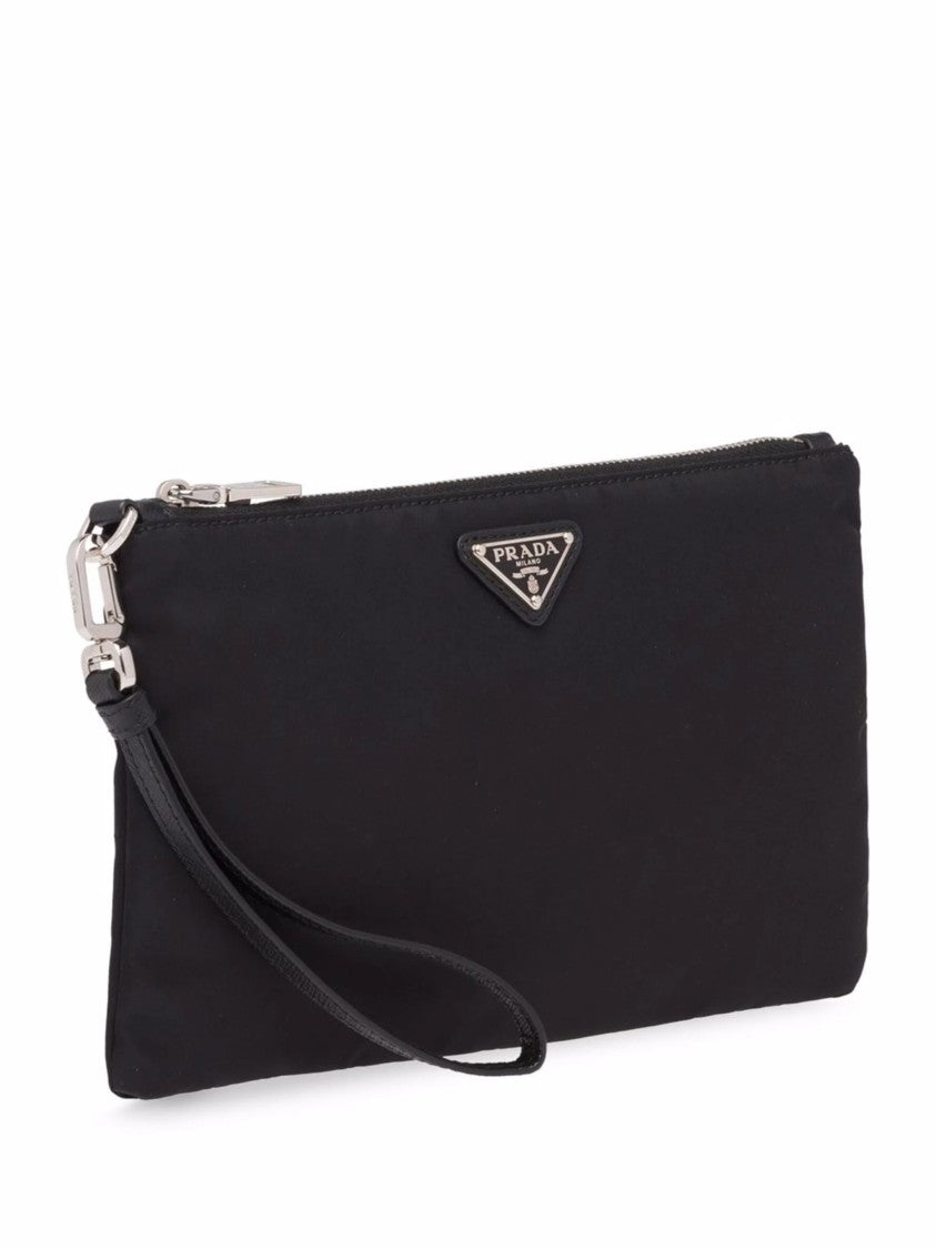 Prada Black Contenitore Piatto Re-Nylon/Saffiano Clutches