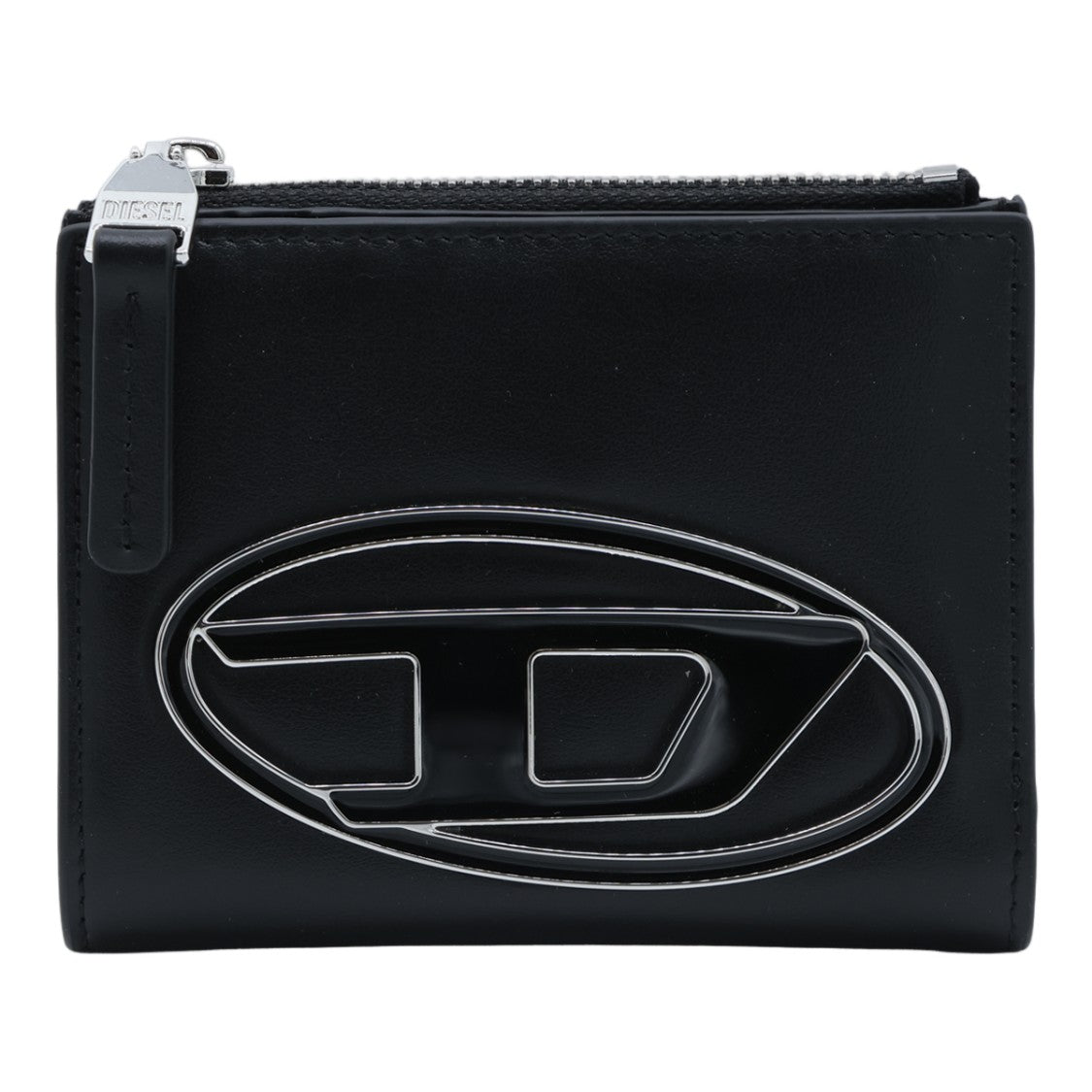 Diesel Sleek Black Wallet With Silver Emblem